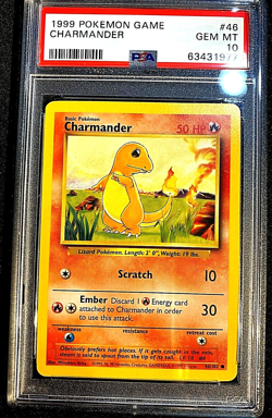 1999 Charmander Unlimited Base Set #46 Pokemon Game PSA 10 Gem Mint seebelow - Image 1