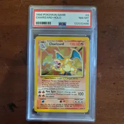 1999 POKEMON BASE SET UNLIMITED #4 CHARIZARD-HOLO PSA 8 VERY CLEAN - Image 1