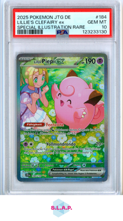 LILLIE'S CLEFAIRY EX SPEC ILL RARE POKEMON GER JOURNEY TOGETHER 2025 184 PSA 10 - Image 1
