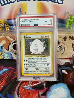 Pokemon 1999 Base Set Chansey Holo PSA 8 - Image 1