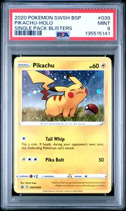 2020 POKEMON SWSH BLACK STAR PROMO SINGLE PACK BLISTERS #039 PIKACHU-HOLO PSA 9 - Image 1