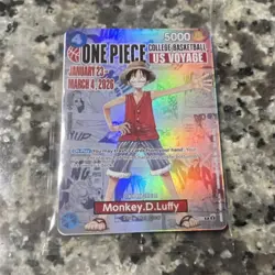 One Piece Monkey.D.Luffy College Basketball US Voyage Holo Character Card - Image 1