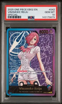 2025 One Piece EB02 25th Anniversary EN OP06-042 Vinsmoke Reiju PSA 10 SPR GOLD - Image 1