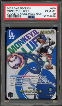 One Piece CCG Monkey.D.Luffy Dodgers X One Piece Night EB02-010 PSA 10 Gem Mint - Image 1