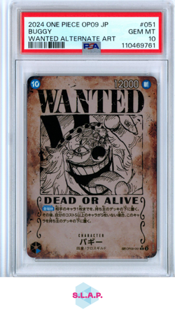 BUGGY WANTED ALT ART ONE PIECE OP09-051 2024 EMPERORS IN THE NW FOIL JAP PSA 10 - Image 1