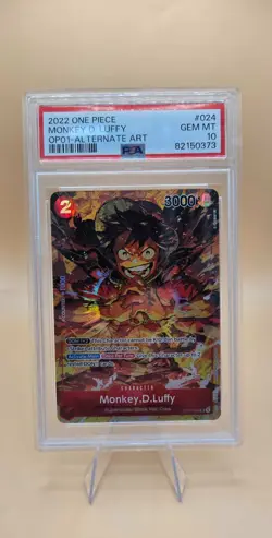 2022 One Piece OP01 Monkey D. Luffy Alternate Art #024 PSA 10 Gem Mint - Image 1