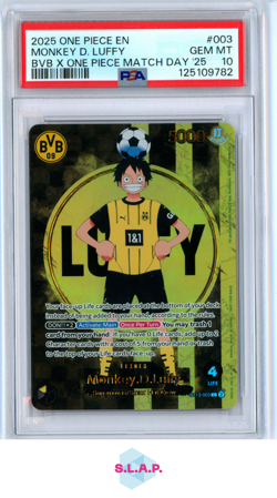 MONKEY D. LUFFY ONE PIECE EN ST13-003 2025 BVB ONE PIECE MATCH DAY 25 EN PSA 10 - Image 1
