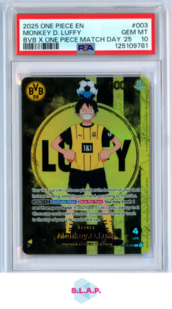 MONKEY D. LUFFY ONE PIECE EN ST13-003 2025 BVB ONE PIECE MATCH DAY 25 EN PSA 10 - Image 1