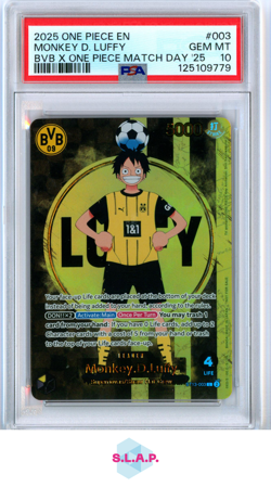 MONKEY D. LUFFY ONE PIECE EN ST13-003 2025 BVB ONE PIECE MATCH DAY 25 EN PSA 10 - Image 1