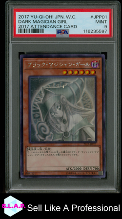 DARK MAGICIAN GIRL YUGIOH 2017-JPP01 2017 JP W.C ATTENDANCE CARD RARE PSA MINT 9 - Image 1