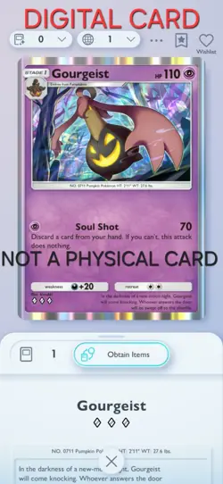 Gourgeist Pokemon Pocket Mobile Game Card Paldean Wonder Set ◇◇◇ Rare Card Trade - Image 1