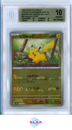 PIKACHU C 2023 POKEMON SC&VI STRENGTH EXP. PACK 151 JP MIRR FOIL MBP 25 BGS 10.0 - Image 1