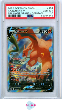 FA/GLURAK V BRILLIANT STARS-GER POKEMON SWSH BRILLIANT STARS 2022 154 PSA 10 - Image 1