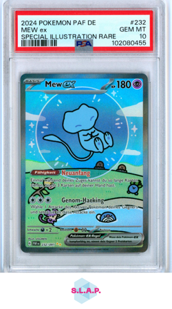 MEW EX SPECI4L ILL RARE POKEMON GER PAF DE-PALDEAN FATES 2024 232 PSA 10 - Image 1
