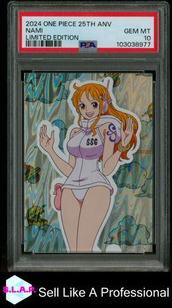 NAMI LIMITED EDITION POP1 ONE PIECE PANINI - 2024 25TH ANNIVERSARY 10 EN PSA 10 - Image 1