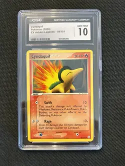 CGC 10 GEM MINT Cyndaquil 59/101 EX Hidden Legends 2004 Pokemon Card - Image 1