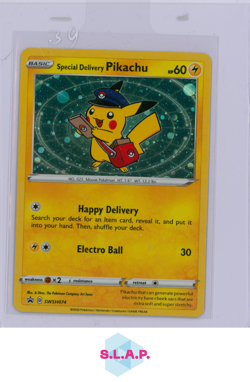 SPECI4L DELIVERY PIKACHU POKEMON SWSH074 2020 SWORD & SHIELD BLACK STAR PRM ENG - Image 1