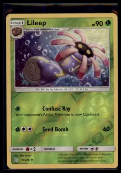 Pokemon - Lileep SM - Cosmic Eclipse #10/236 - Reverse Holo NM - Image 1