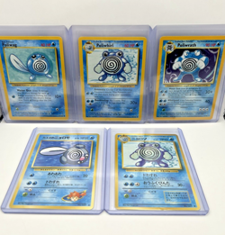 Vintage Pokemon Base Set Poliwag Poliwhirl Poliwrath Lot WOTC English & Japanese - Image 2