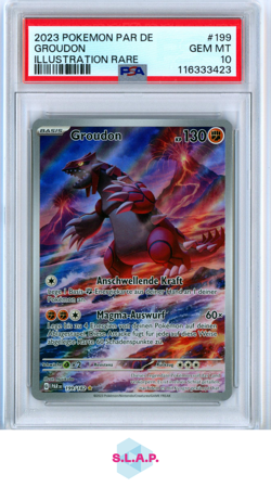GROUDON ILLUSTRATION RARE POKEMON GERMAN PAR DE-PARADOX RIFT 2023 199 PSA 10 - Image 1