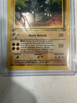 Pokemon TCG Rhydon Jungle 1st Edition 45/64 Uncommon 100 HP Stage 1 1999 - Image 3