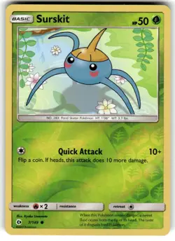 Pokemon TCG Surskit Sun & Moon Base Set 7/149 Reverse Holo Common NM - Image 1