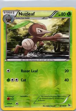 Pokemon TCG Nuzleaf - 6/106 - Uncommon - Reverse Holo XY Flash Fire - Image 1