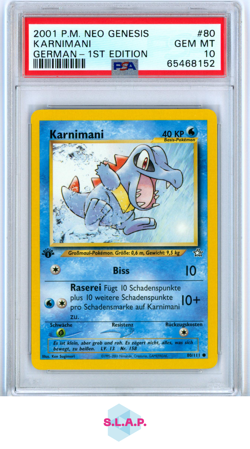 KARNIMANI GERMAN-1ST EDITION POKEMON GERMAN NEO GENESIS 2001 80 PSA 10 - Image 1