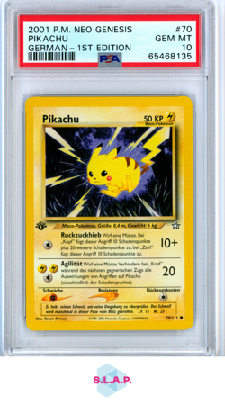 PIKACHU GERMAN-1ST EDITION POKEMON GERMAN NEO GENESIS 2001 70 PSA 10 - Image 1