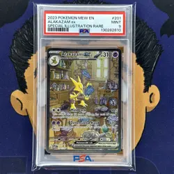 PSA 9 MINT 2023 Pokemon Mew EN-151 ALAKAZAM EX #201 Special Illustration Rare - Image 2