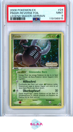 PINSIR-REVERSE FOIL LEGEND MAKER-GERMAN POKEMON EX LEGEND MAKER 2006 24 PSA 9 - Image 1