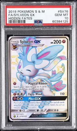 2019 POKEMON SUN & MOON HIDDEN FATES #SV76 FULL ART/SYLVEON GX PSA 10 - Image 1