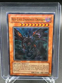 Yugioh TCG Red-Eyes Darkness Dragon SD1-EN001 1st Edition LP - Image 1