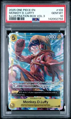 (PSA 10) One Piece: Illustration Box 3 – Monkey D. Luffy #109 [Full Art] - Image 1