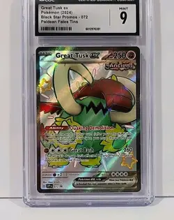 CGC 9 Great Tusk Ex Black Star Promo 72 Paldean Fates 2024 Pokemon Card Mint - Image 4