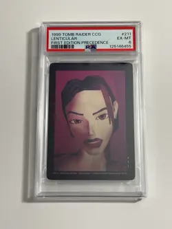 Tomb Raider CCG Lenticular Card Lara Croft Promo Card 211 PSA 6 First Edition - Image 1