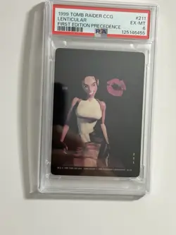 Tomb Raider CCG Lenticular Card Lara Croft Promo Card 211 PSA 6 First Edition - Image 2