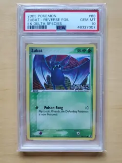 2005 Pokemon TCG EX Delta Species Zubat 88/113 Reverse Holo Card PSA 10 GEM MINT - Image 1