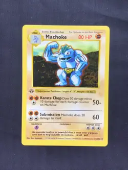 Pokemon Cards: Base Set 1st Edition Uncommon: Machoke 34/102 - Image 1