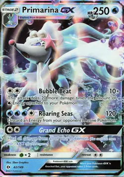 POKEMON Primarina GX #42/149 Holo SM Base Set NM - Image 1