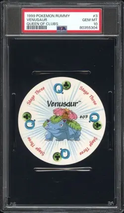 1999 Pokemon Rummy Venusaur Queen of Clubs #3 PSA 10 POP 21 - Image 1