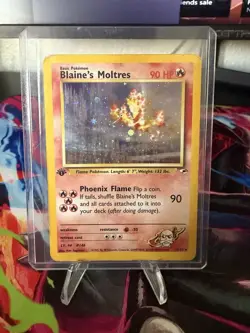 Pokemon Blaine's Moltres Gym Heroes Holo Rare 1st Edition 1/132 90 HP WOTC - Image 1