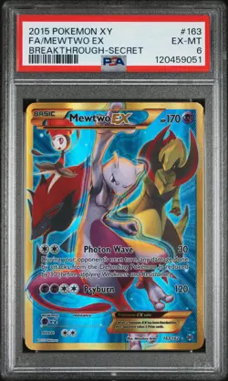 2015 POKEMON XY BREAKTHROUGH SECRET #163 FULL ART/MEWTWO EX PSA 6 - Image 1