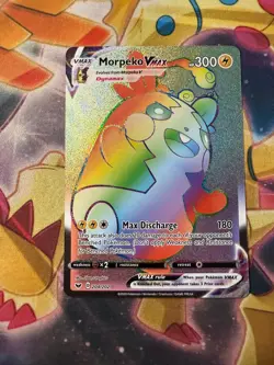Morpeko VMAX Rainbow Secret Rare 204/202 Sword & Shield Pokemon TCG Near Mint - Image 1