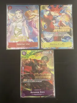 ONE PIECE GCC Luffy Vivi Zoro Pre Release Winner LOT - Image 1