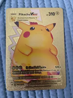 Pikachu VMax Gold Foil - Fan Art Textured Collector Pokemon Card - Image 1