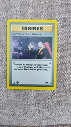 Pokemon TCG Giovanni's Last Resort 1ST EDITION Gym Heroes 105/132 Card, NM - Image 1