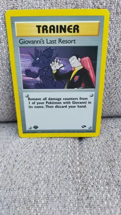 Pokemon TCG Giovanni's Last Resort 1ST EDITION Gym Heroes 105/132 Card, NM - Image 2