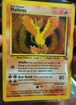 Pokemon TCG Moltres 12/62 Holo Rare Fossil WOTC Pokemon Card LP Back Damaged - Image 1