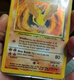 Pokemon TCG Moltres 12/62 Holo Rare Fossil WOTC Pokemon Card LP Back Damaged - Image 3